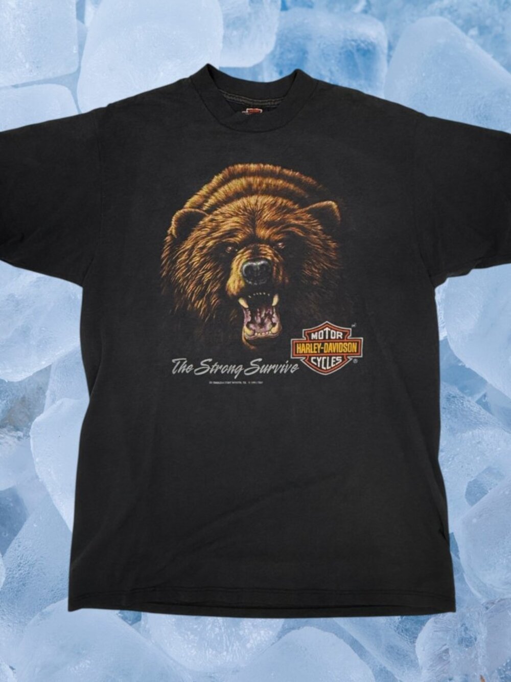 Harley-Davidson 1991 Vintage 3D Emblem Graphic T-Shirt XL Grizzly Bear